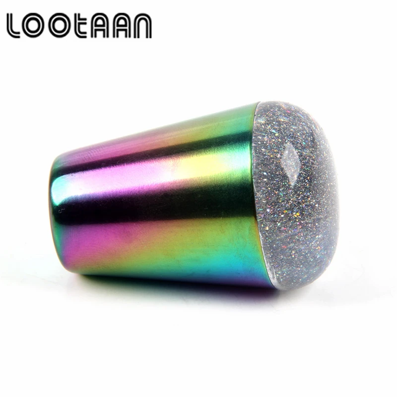 
LOOTAAN 2021 New Design Holo Acrylic Nail Art Brush Flat Brochas 100% Pure Kolinsky Color Nail Brushes Set With Rainbow Box 