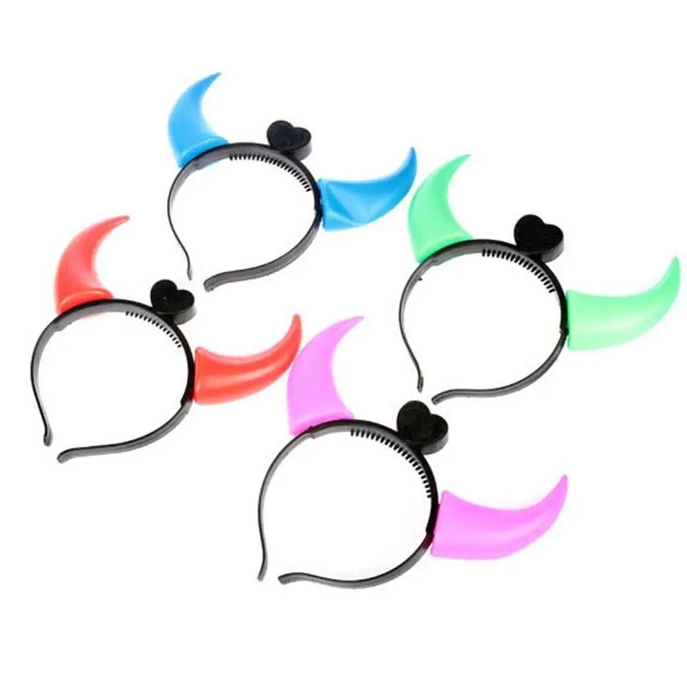 LED Light up Horns Hair Band Halloween OX Horn LED Party Flashing Headband For Kids Park Store Sale
