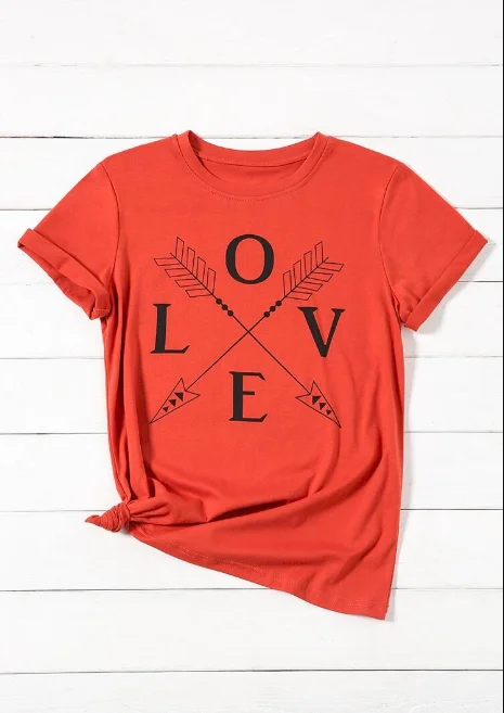 Love Arrow O-Neck T-Shirt Tee