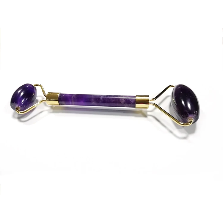 Fancy crystal amethyst natural stone jade facial massage roller Beauty skin care