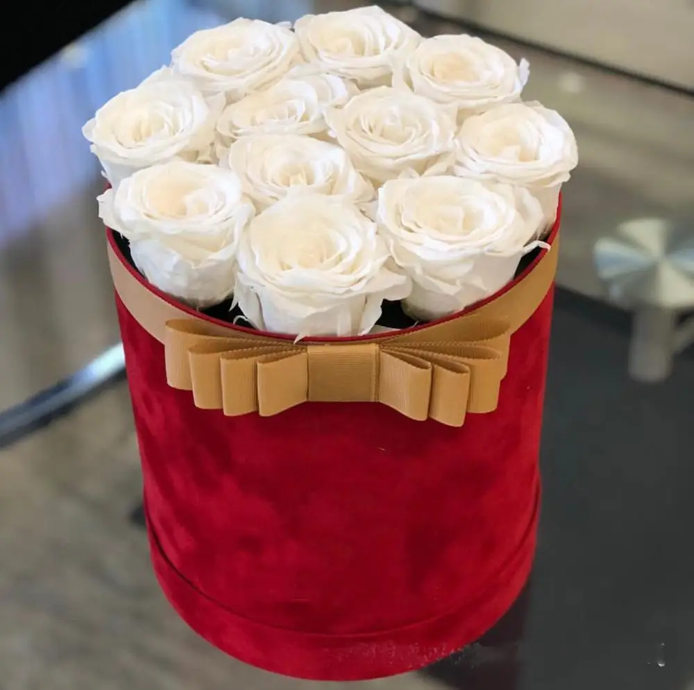 hat cardboard paper suede velvet round cylinder flower box