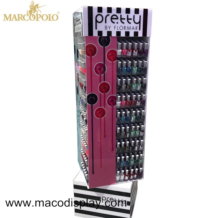 New China Manufacturer 360 Rotating Acrylic Nail Polish Floor standing Rack Display