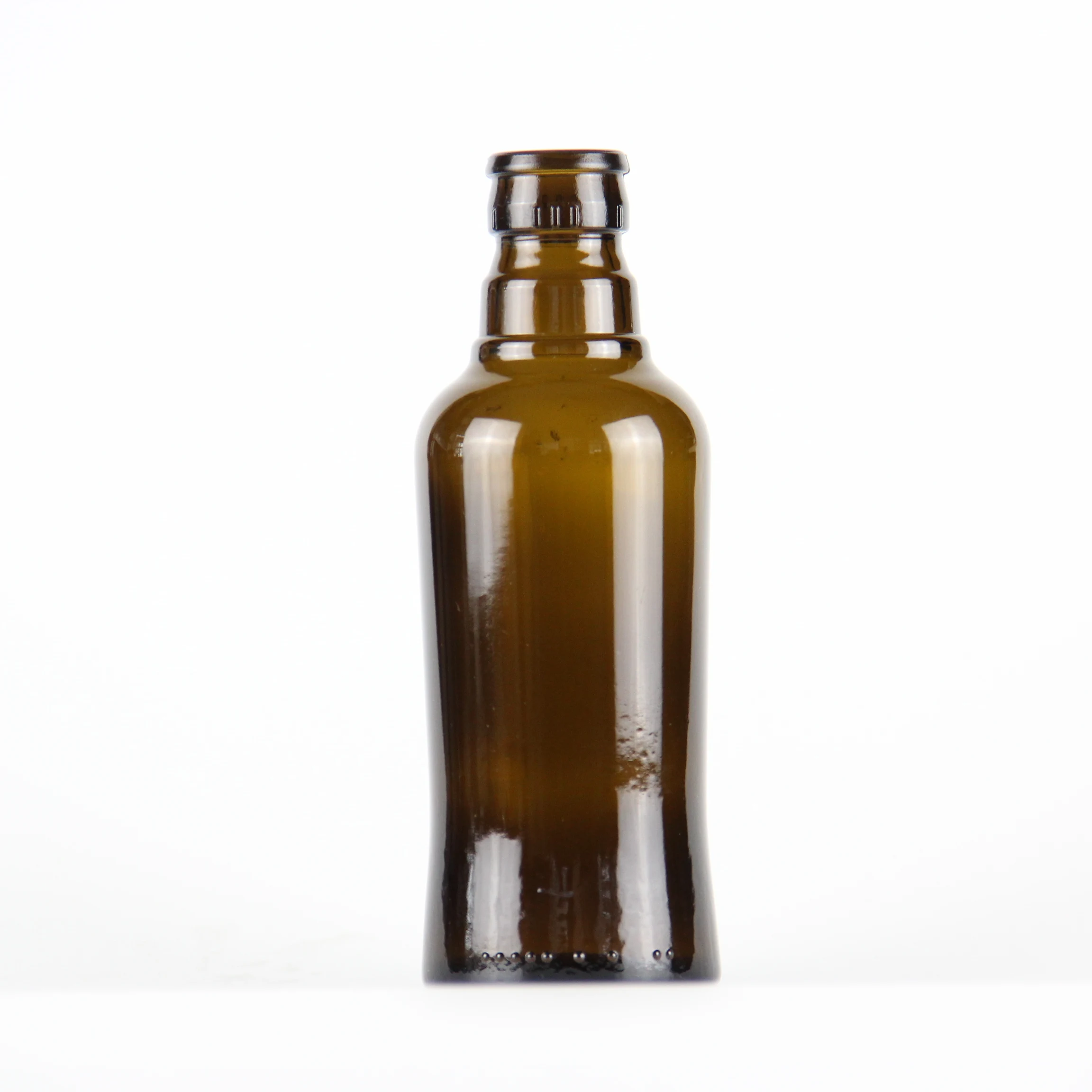 hot selling 250ml antique green round shape cork finish olive glass bottle
