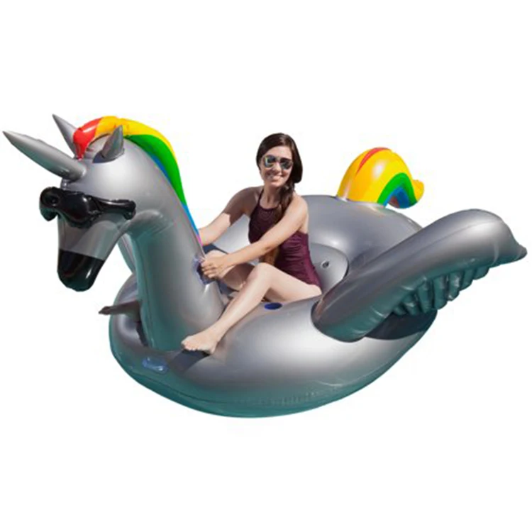 Competitive Price Summer Swimming Pool Ride-On Toys Inflatable Rainbow Alicorn Floating Toys