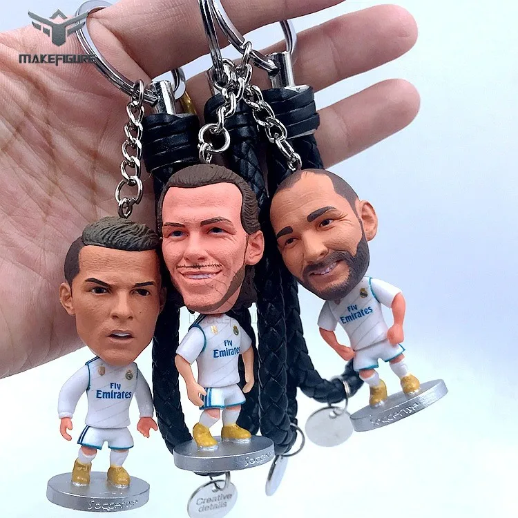 original football player keychain figure gift, high quality footballer figure keychain, famous world up football player keychain