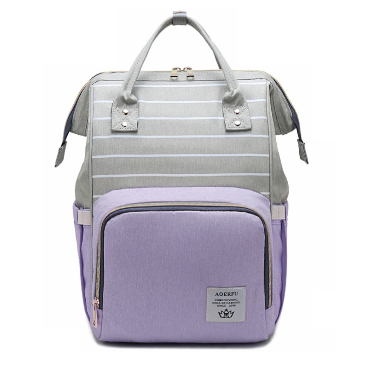 Hot Fashion Multifunctional Colorful Design Stripe Mommy Handbag Mummy Baby Diaper Bag Backpack