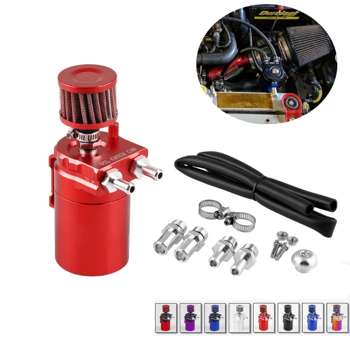 Universal Aluminium Alloy 300ml Ventilating Engine Oil Catch Reservoir Breather Tank Can 2-hole 3-hole With Filter