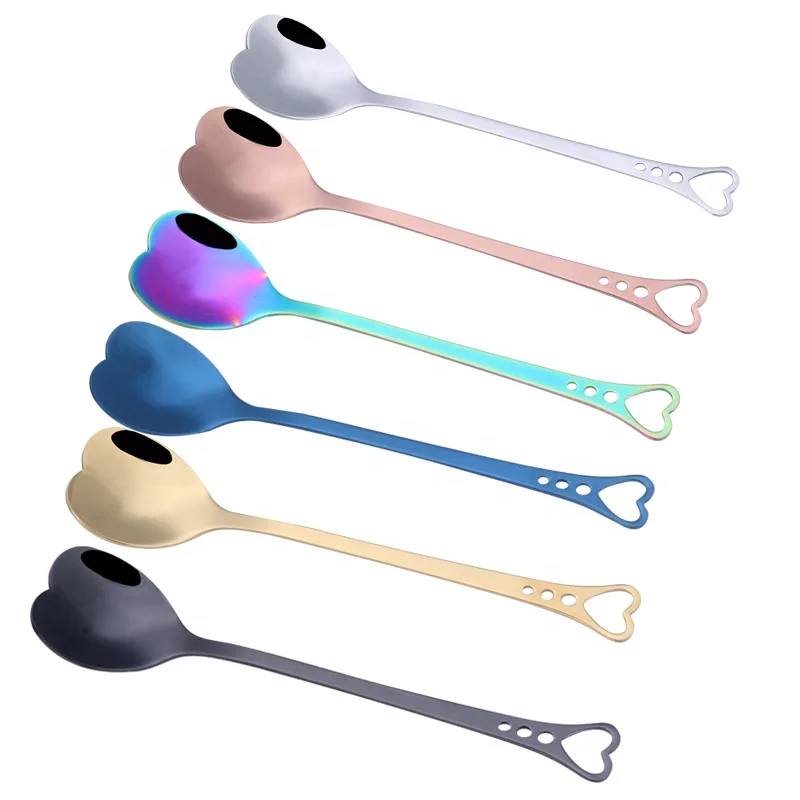
Stainless Steel Creative Lovely Sweet Heart Shape Spoon Coffee Scoops Sugar Spoons Milk Dessert Spoons, High Quality Coffee Spoo 