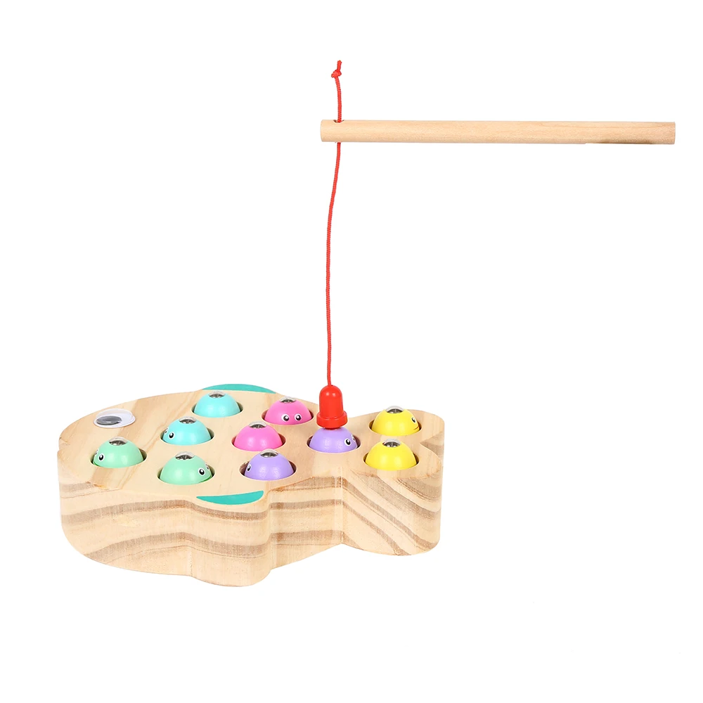 
Top fashion 2019 kids fish shape colorful magnetic fishing toy early educational wooden toys 
