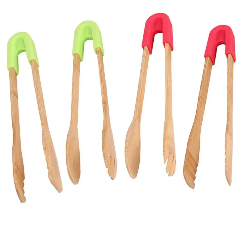  Щипцы для тостера Деревянные прищепки с силиконовой ручкой приготовления салата торта закусок хлеба барбекю кухонные инструменты кухонная утварь зажимом
