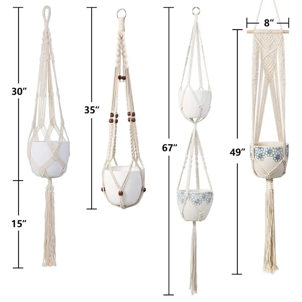 
High Quality Wall Hanging Plant Holder Cotton Rope Macrame Plant Hanging For Garden And Home Decor 