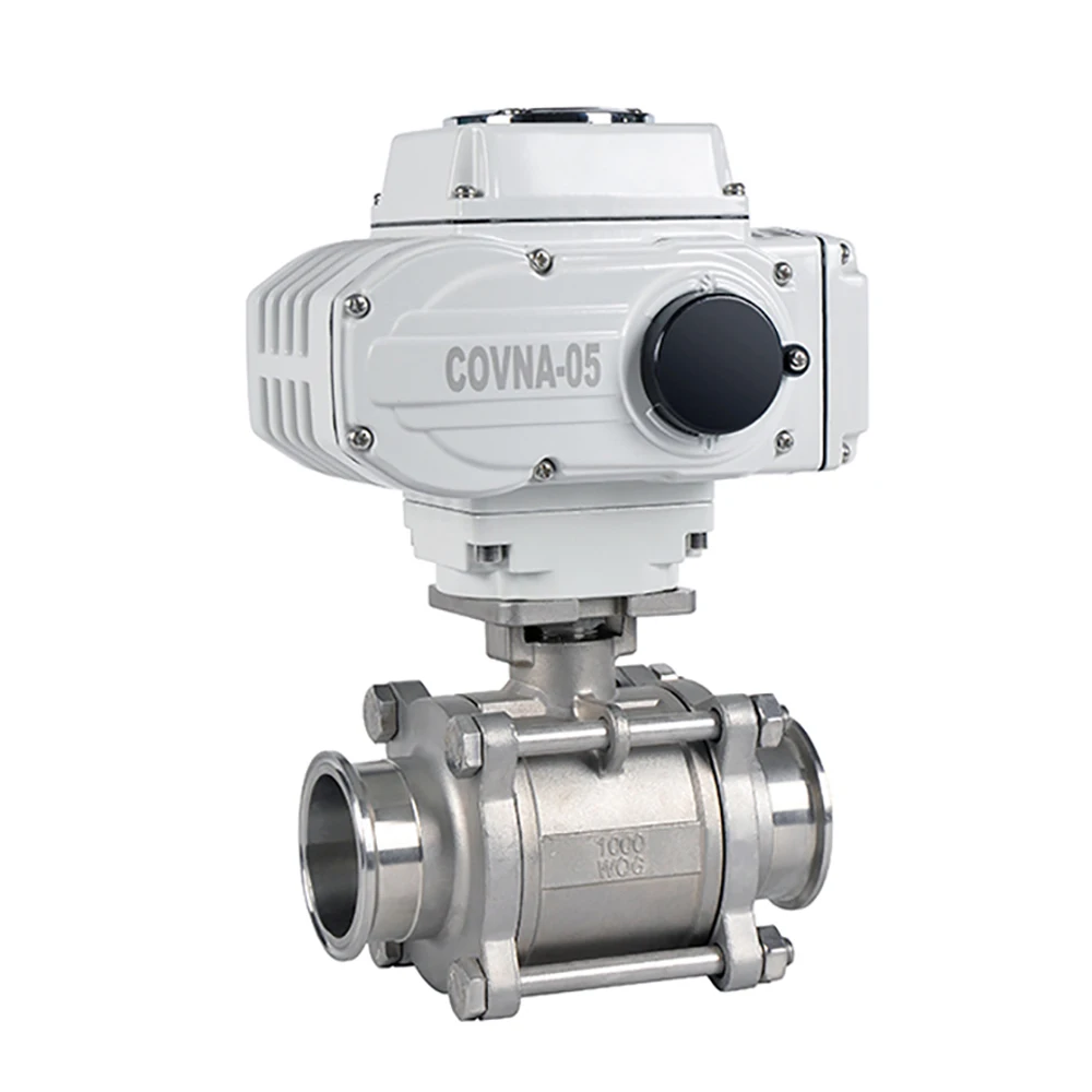 COVNA DN50 2 inch 2 Way 3 Pieces 12V DC Stainless Steel Electric Motorized Actuated Ball Valve Welding Ball Valve