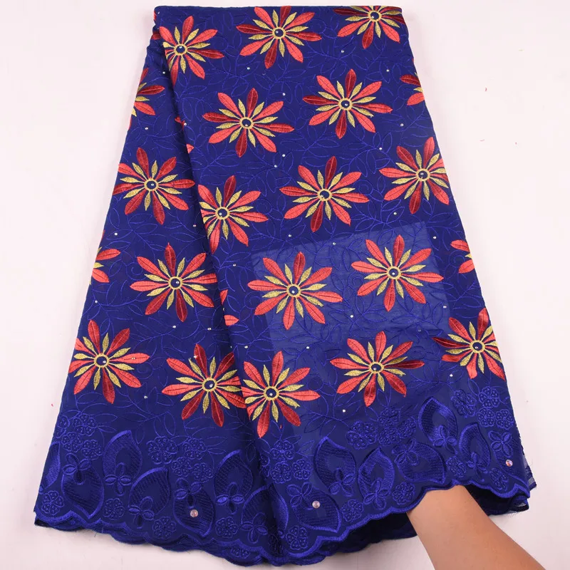 High Quality African Embroidery Green Swiss Voile Lace Fabric For Women Wedding & Party Dress With Stones 1563