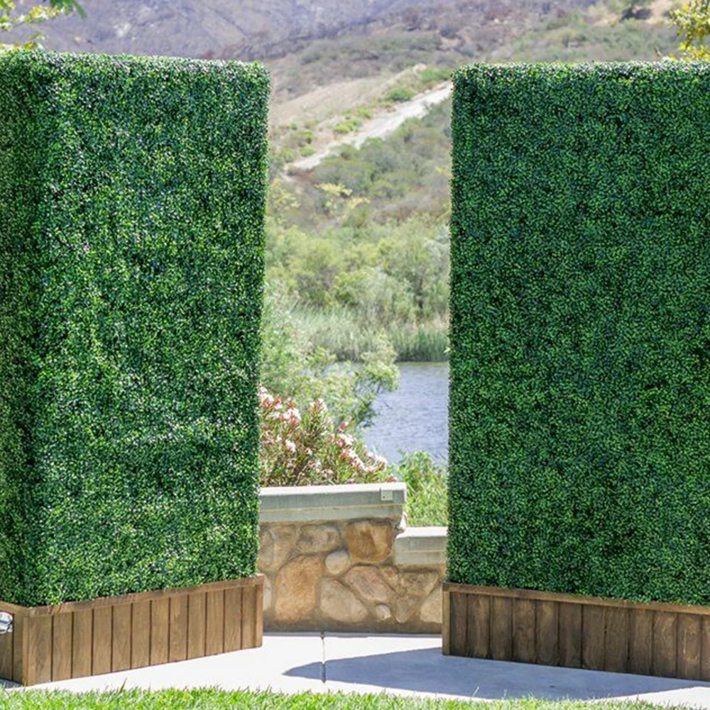 New products uv boxwood artificial hedge in planter for garden decoration