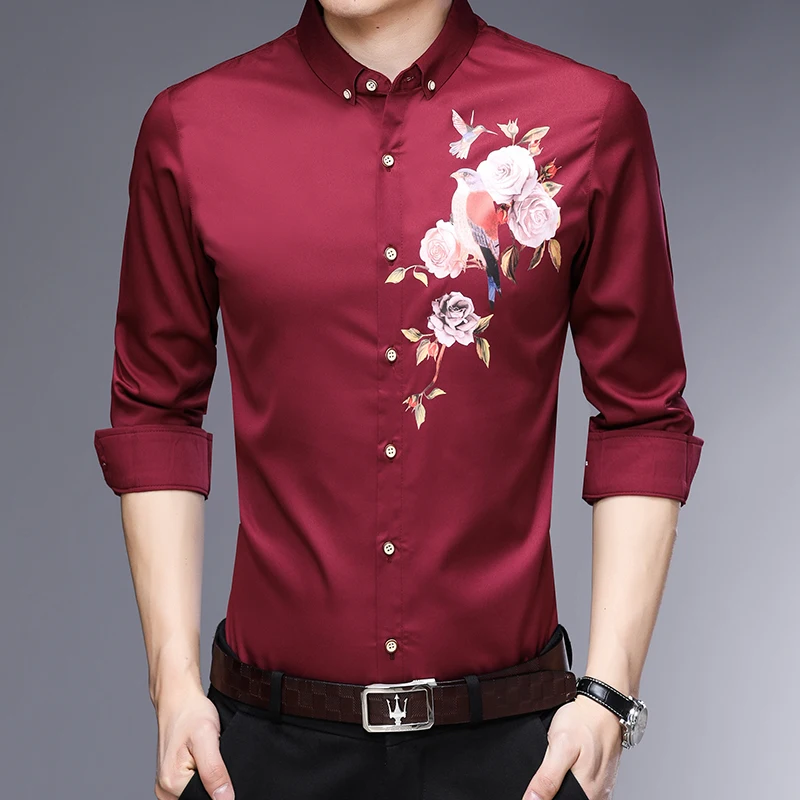 Wholesale Western style long sleeve custom fit man print shirt