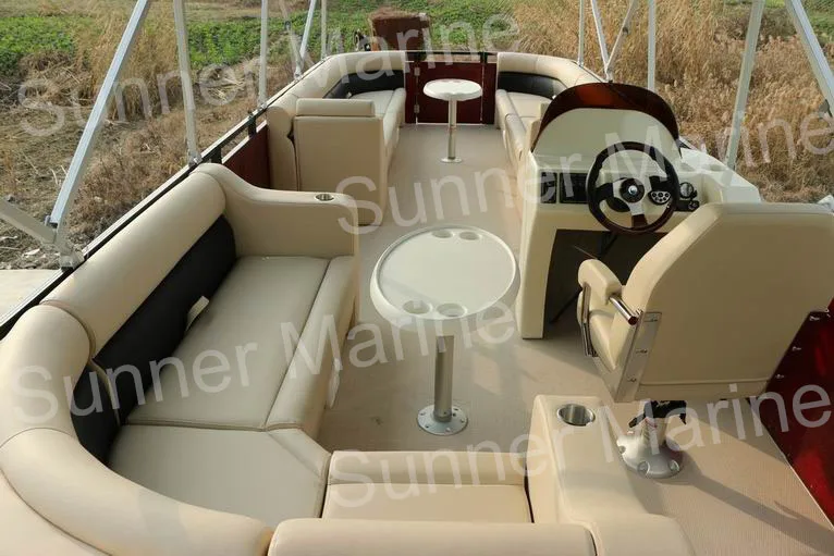 
25ft Aluminum Pontoon Boat Party Boat Suit for Container Load, triple pontoon tube, CE approved 