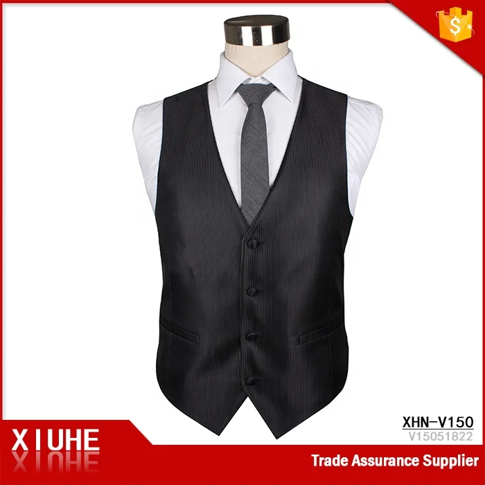 Popular Formal Business Wedding Waistcoat Suit Plain Color Black Men Vest