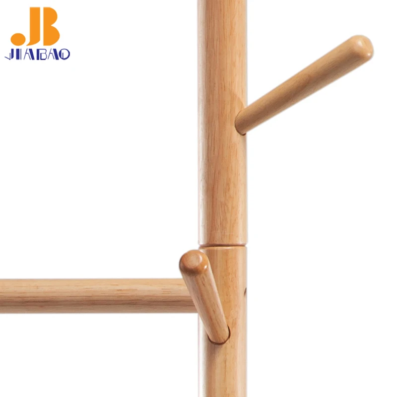 Customized Wood Coat Rack Portable Hats Stand Space Saving Clothes Hanger with wheel