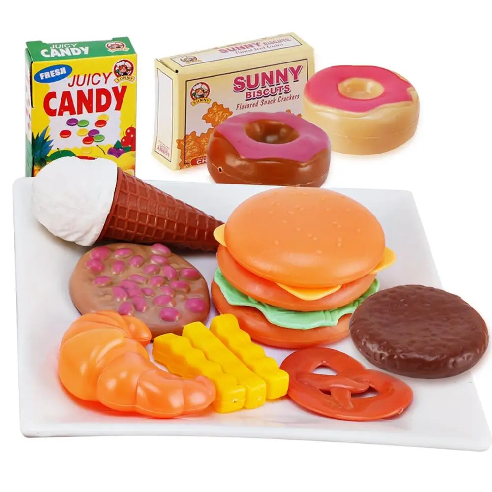30-Piece Fast Food Dessert Play Set for Kids - Includes Burgers, Donuts, Ice Cream, and More