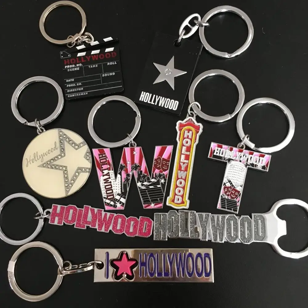 Customized America HOLLYWOOD filmfest Metal key chain Tourist hollywood souvenirs keyring