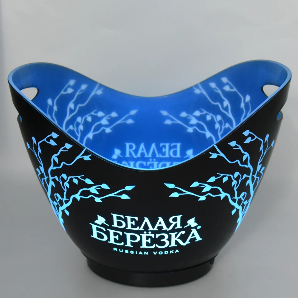 8L oiled laser logo 8-shift-control light ice bucket in bucket with cheaper price