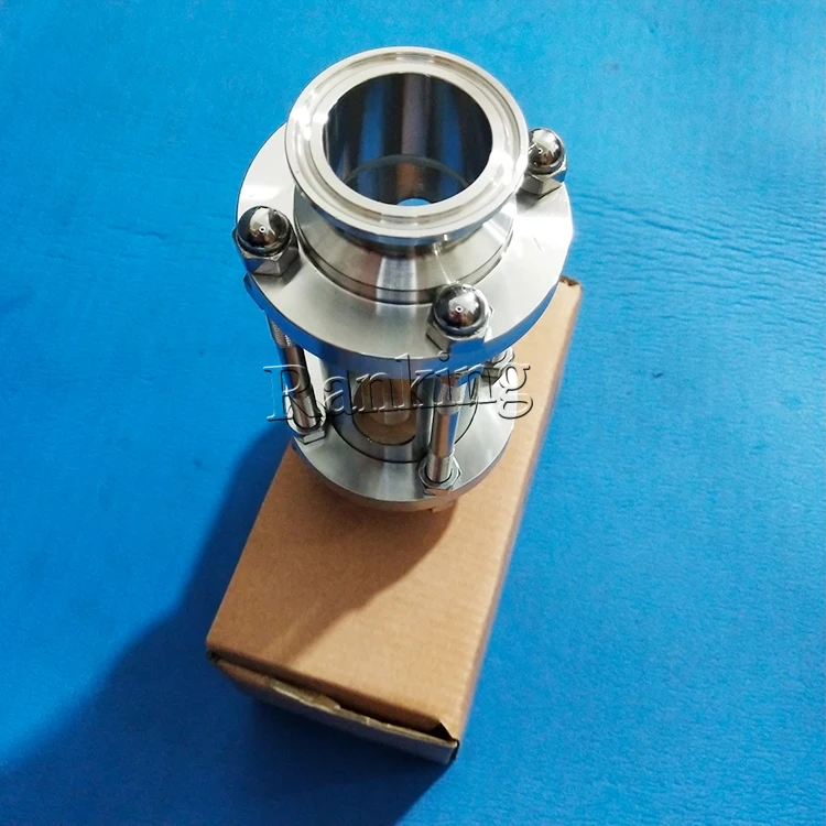 Dairy stainless steel 45mm SUS304 Flow Sanitary tri clover Inline tubular Sight Glass with protect cover