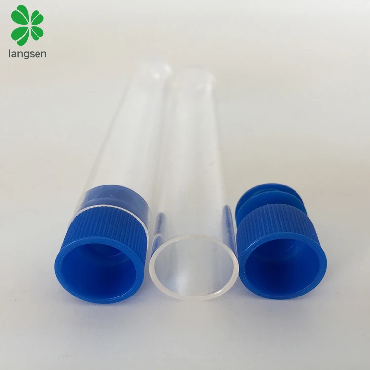Plastic PS transparent celar 15ml test tubes with plug lids for education pharmaceutical laboratory use, diameter 15mm x 100mm
