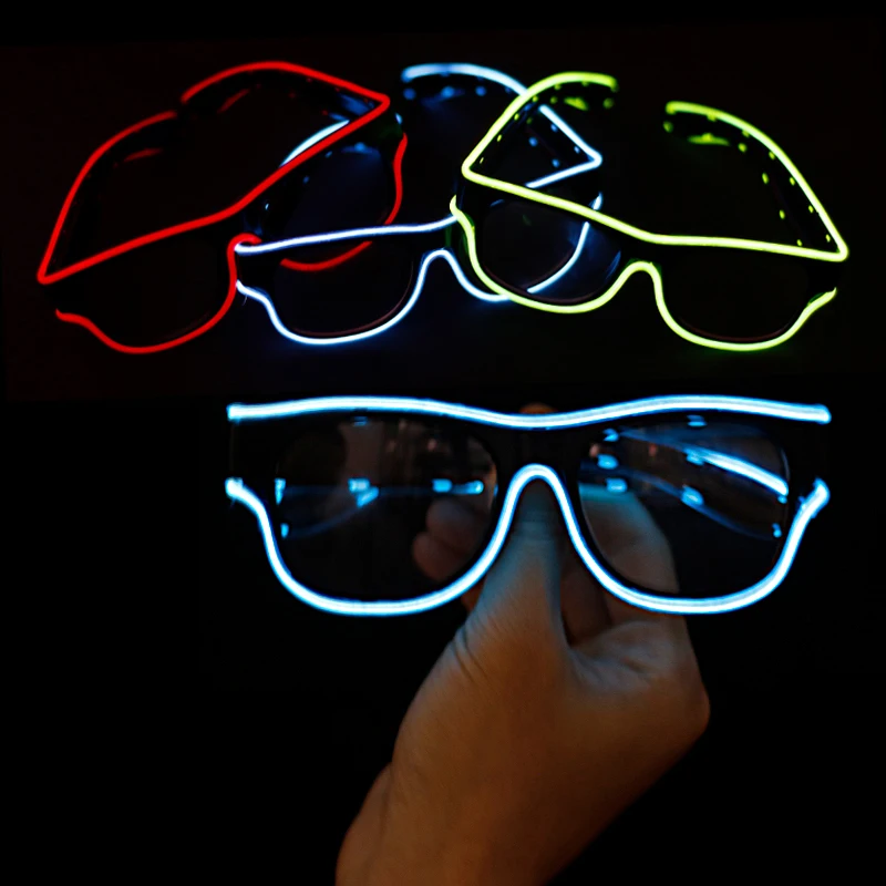 Перезаряжаемые через USB очки El для Amazon, лидер продаж, оптом, светодиодные мигающие очки с литий-ионным аккумулятором