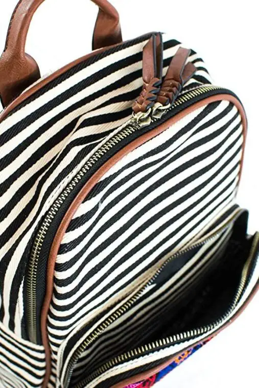 CFP B138 Stcoked Embroidery Stripe Canvas Women Aztec Backpack
