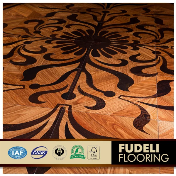 FUDELI Oak Parquet Engineered Wooden Flooring Luxury Chinese Graphic Design Modern Indoor Office Building More Than 5 Years