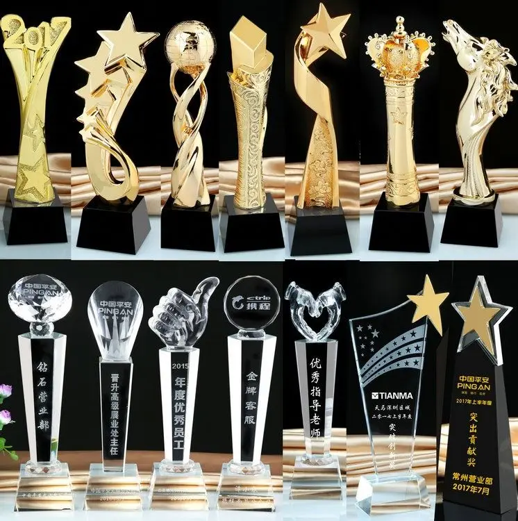 K9 crystal souvenir with metal novel design wholesale star trophy medal plaque award for sports music dance events