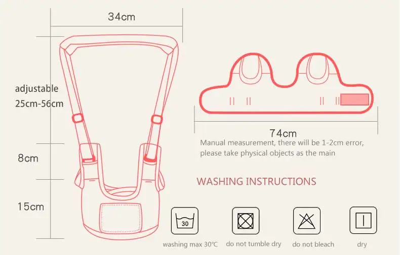 High quality adjustable walk-behind learning belt and portable unique baby walker