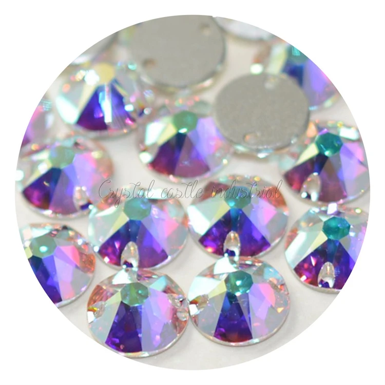 New arrival foil back stone glass crystal white flat back rhinestone sew on strass for sewing fabric