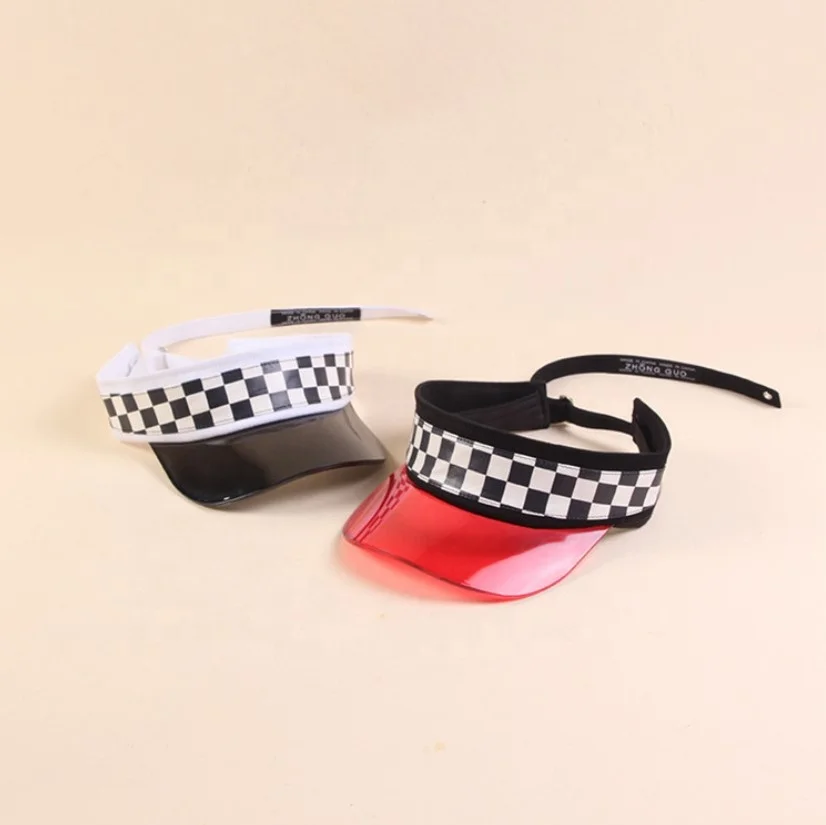 custom quality logo summer headwear transparent PVC plastic sun visor cap hat cap with transparent visor
