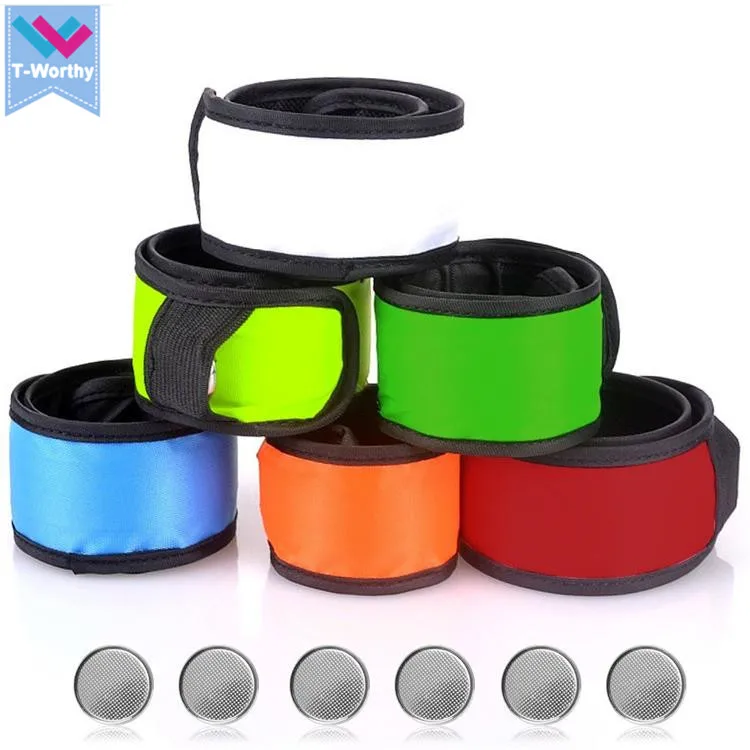 T-Worthy Led Slap Bracelet Custom Logo Outdoor Sports Safety Light Glow In the Dark Reflective LED Slap Bracelets