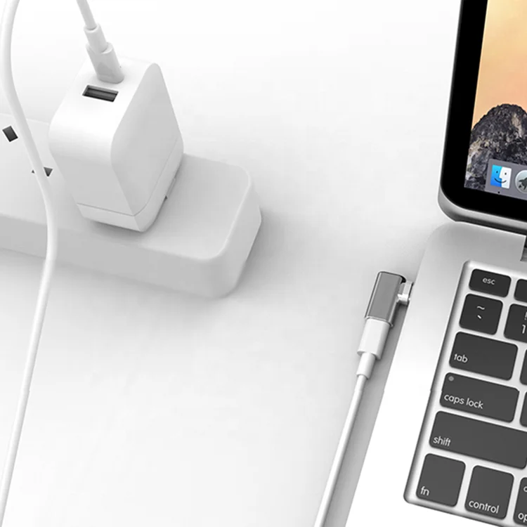 
SUNLINE 2019 Aluminium Alloy 87W 90 Degree Mini Elbow Type C To Type C Fast Charging Usb Magnet Adapter 