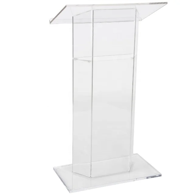 Acrylic Podium for Floor with Optional Shelf Clear Acrylic Platform Clear Acrylic Lectern Stand