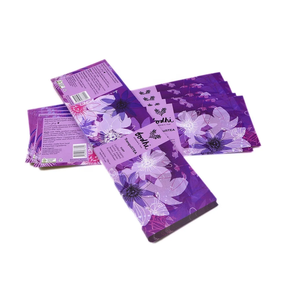 Glossy coated adhesive paper Cerasee 24 herbal tea bags packaging label sticker customized