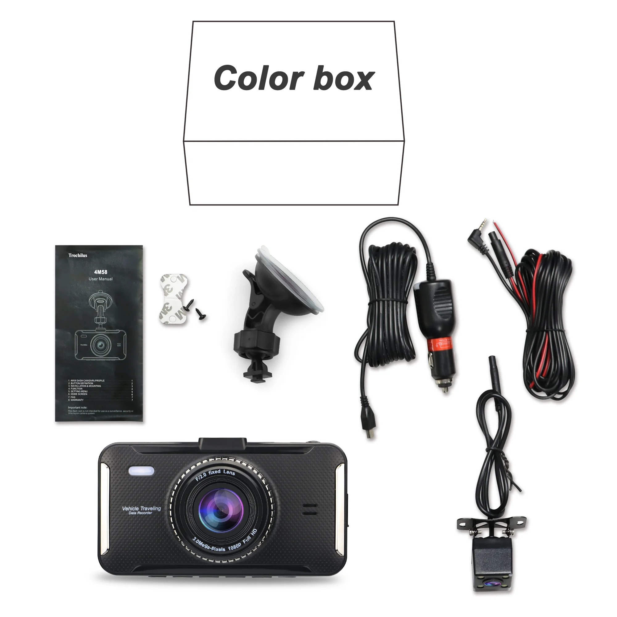 Universal full HD 1080P 4Inch 170 Wide Angel dashboard cameras for cars