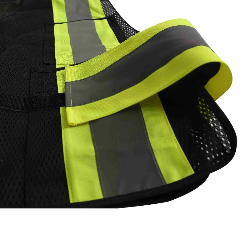 Черная серия ANSI класс 2 защитный жилет из ткани безопасности Hi Viz