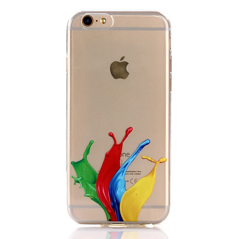 Flowing paint Clear Soft TPU Mobile Phone Case For iPhone 6 7 8 plus