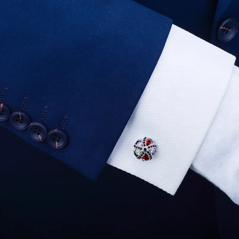 
High Fashion Promotion Gifts Make Custom Crystal Cufflinks For Mens Shirts 