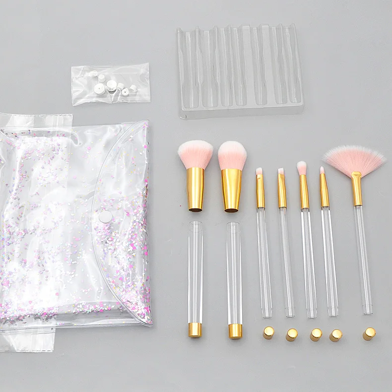 7pcs DIY empty glitter floating Makeup brush kit beauty tool sets assembly brush