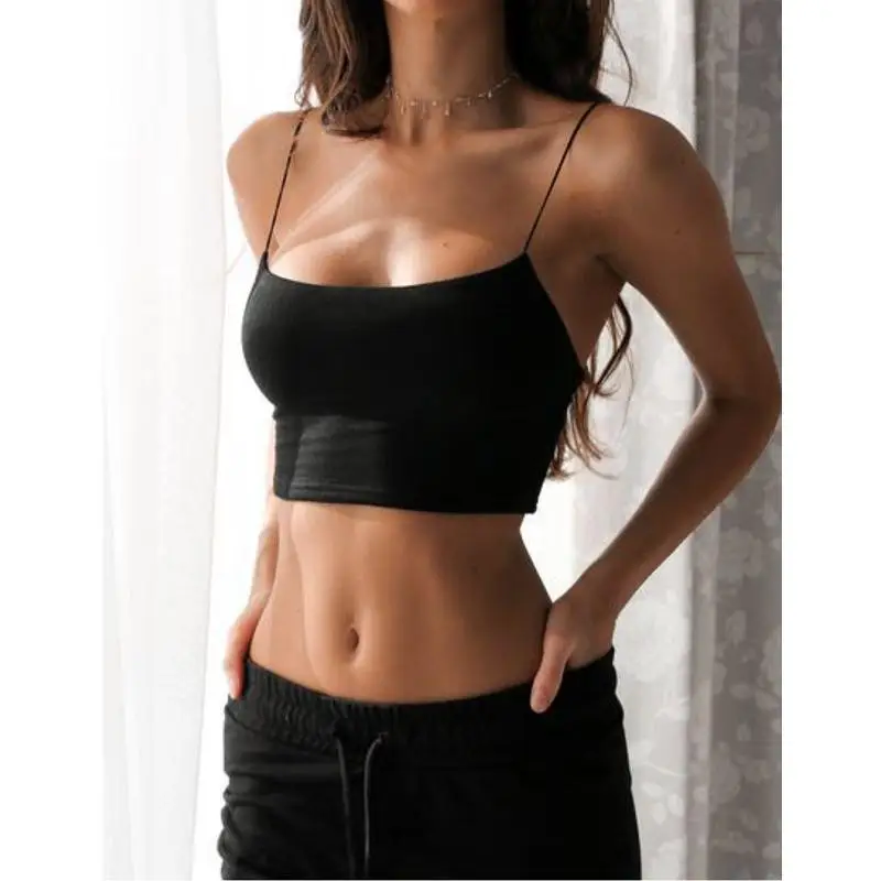 Европейский и американский женский однотонный Тонкий Топ с лямкой на шее