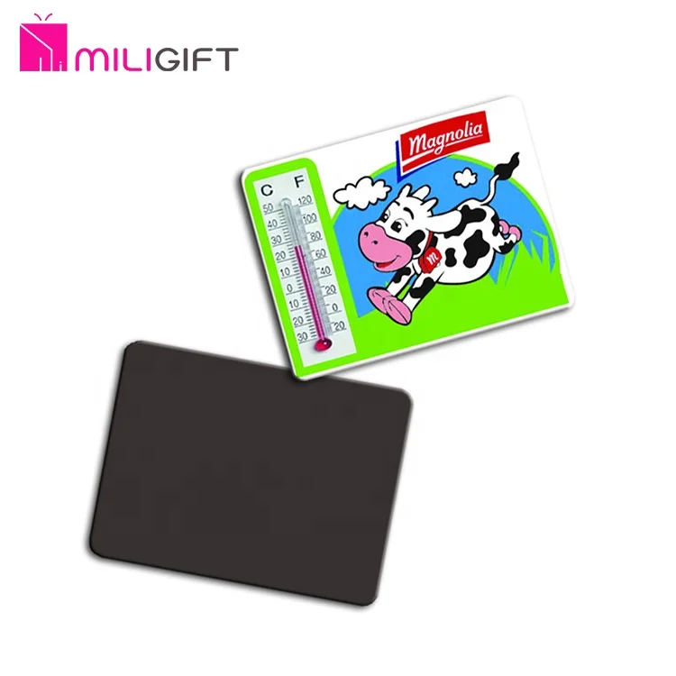 Promotional gift products custom souvenir rubber stickers bright refrigerator magnet with thermometer