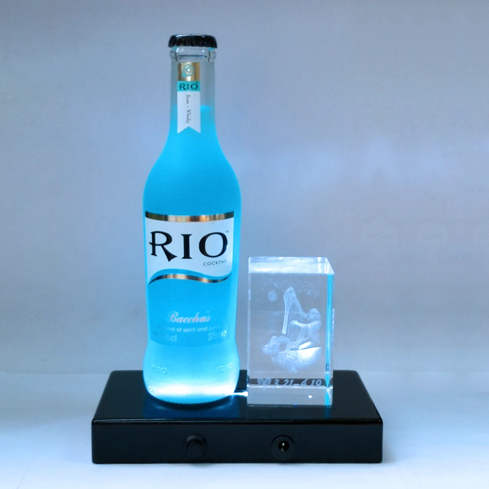 
BOSHI White Lights Piano Black Lacquer Wooden Led Light Base for Centerpieces 