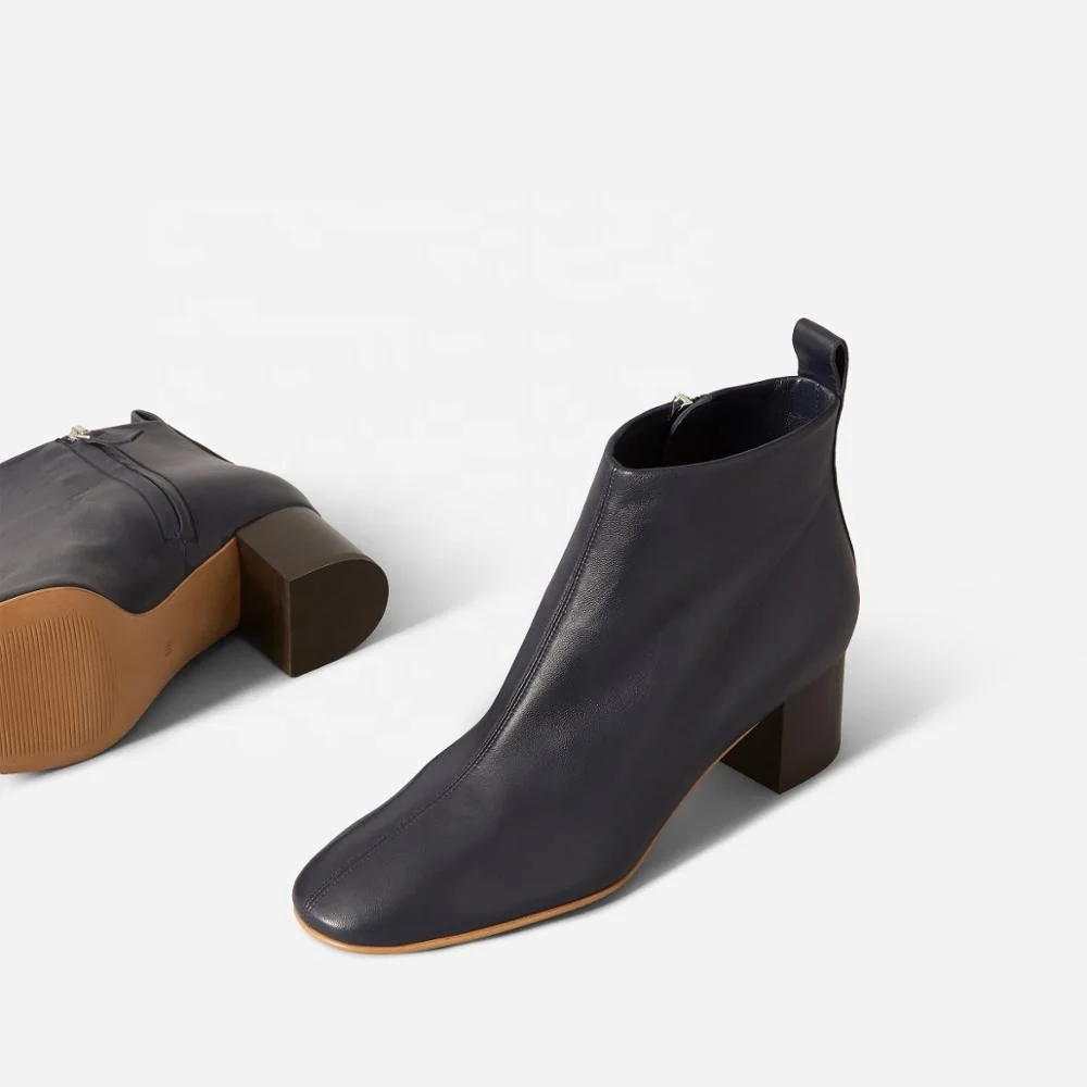 
MANRINO-0502 Ladies High End Boots Shoe Zip Closure Handcraft Girls Black Luxury Sheep Leather Short Boots 