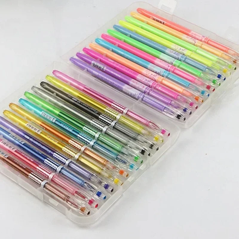 Unique Rainbow color  Gel Ink Pen Packs Set Promotional 24 pcs diamond gel pen for school