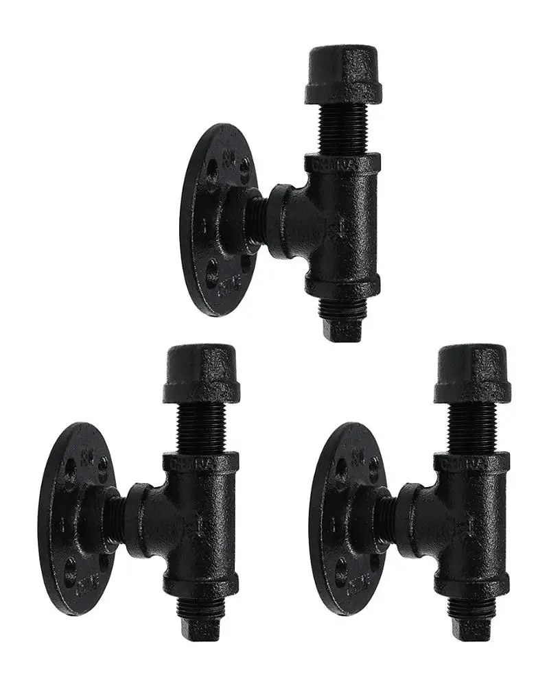 
Rustic and Chic Industrial Wall Mounted Iron Pipe Heavy Duty DIY Style Robe And Towel Coat Single Hook Kit 