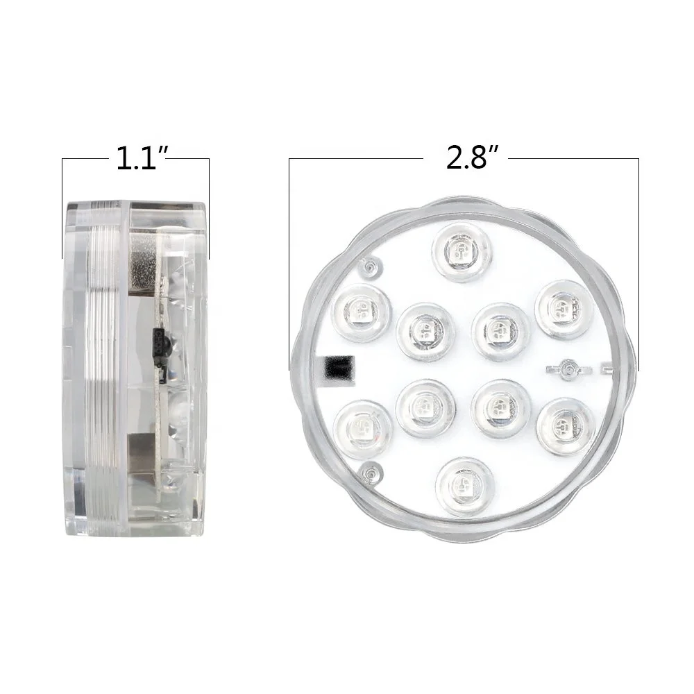 3A Battery Operated Waterproof  Ip68 SMD5050 Submersible Hot Tub Led Lights Rgb Led Light with Remote Control